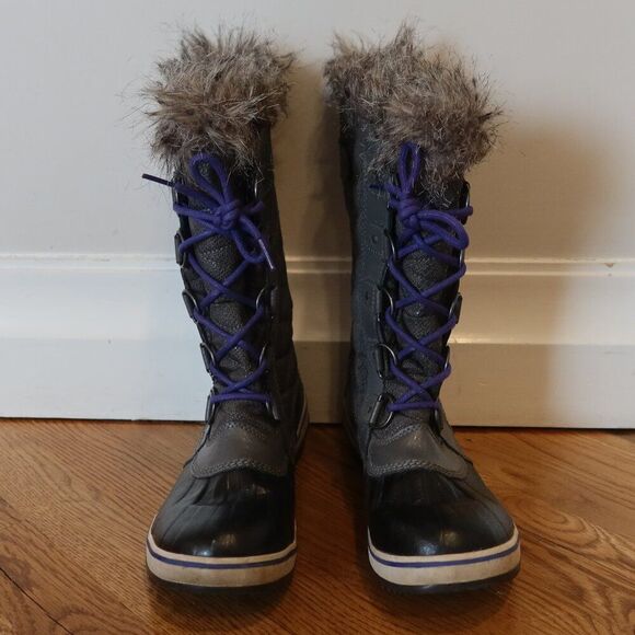 SOREL TOFINO BOOTS II waterproof grey lace up fur warm 8 snow winter quilted prp - Picture 4 of 8